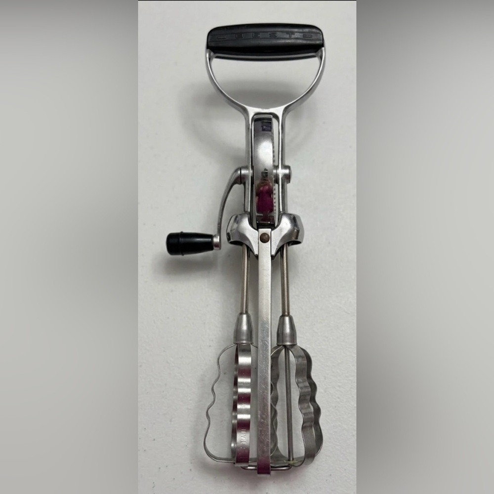 Vintage Flint BEST Ekco Egg Beater Hand Mixer - Stainless Steel Mid-Century